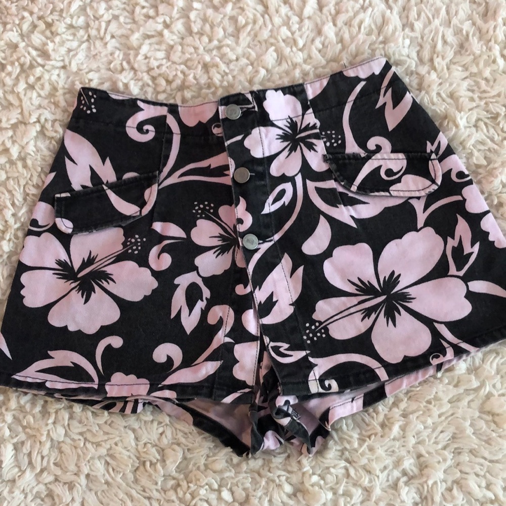 Rare Vintage Bongo Floral Denim High Rise Shorts